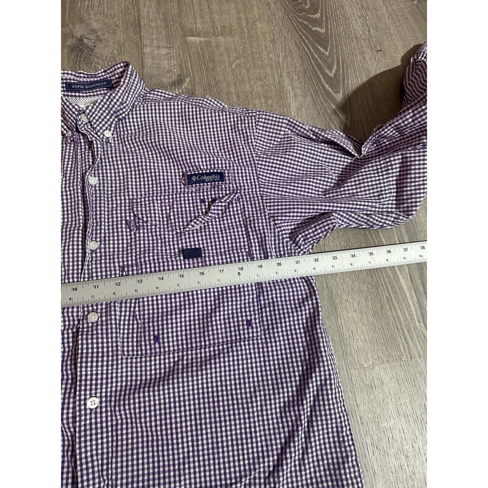LSU Tigers Columbia PFG Long Sleeve Button Vented Check Mens Small Bonehead - Picture 5 of 7